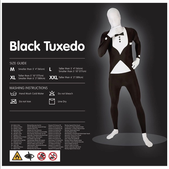 Morphsuits Men's Premium Tuxedo, Black, Medium - Picture 1 of 10